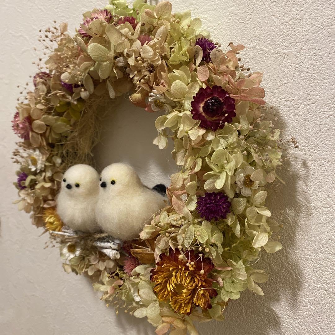 Amazon.co.jp: フラワーリース&羊毛フェルトシマエナガさん : ホビー