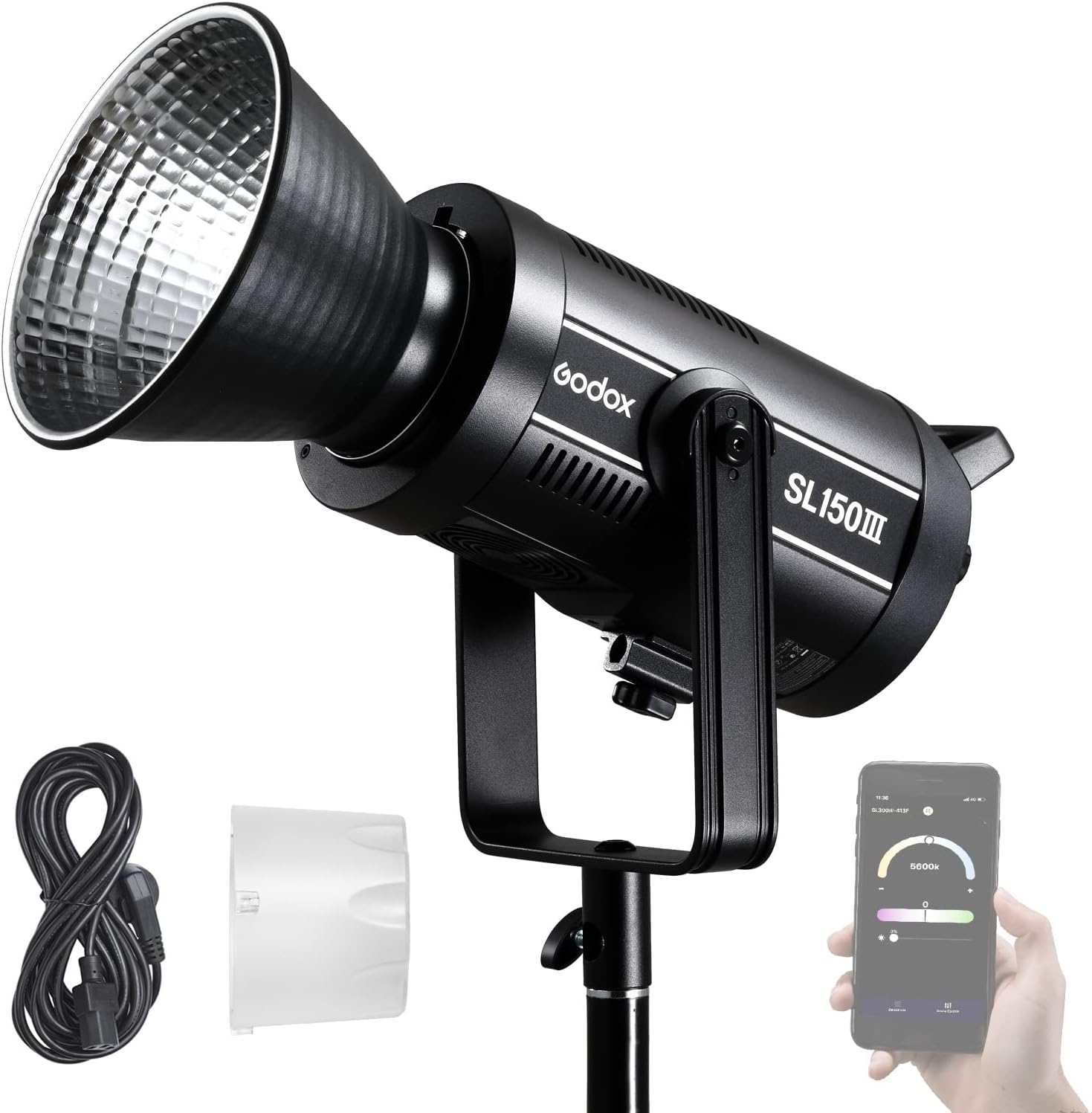 SL150III LED Video Light,SL150W III 5600K±200K CRI96+ TLCI97+,Bowens Mount Daylight-Balanced Countinuous Output Lighting with 8 FX Effect