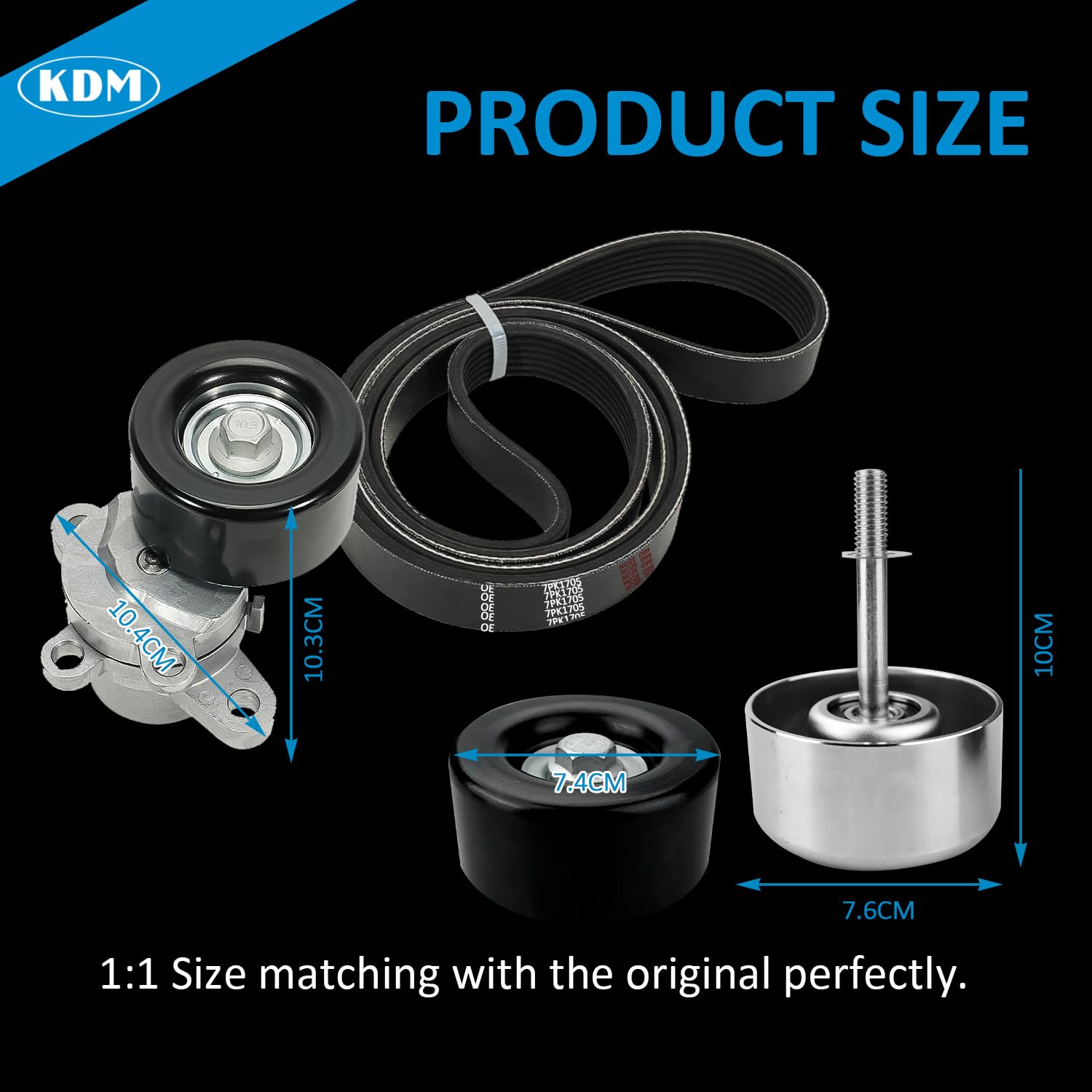 KDM Drive Belt Tensioner Idler Pulley Serpentine Belt kit Fit for Nissan Maxima 3.5L V6,2009-2015 Replacement 11955JA10D,7PK1705,11925JA11A,11925JA100