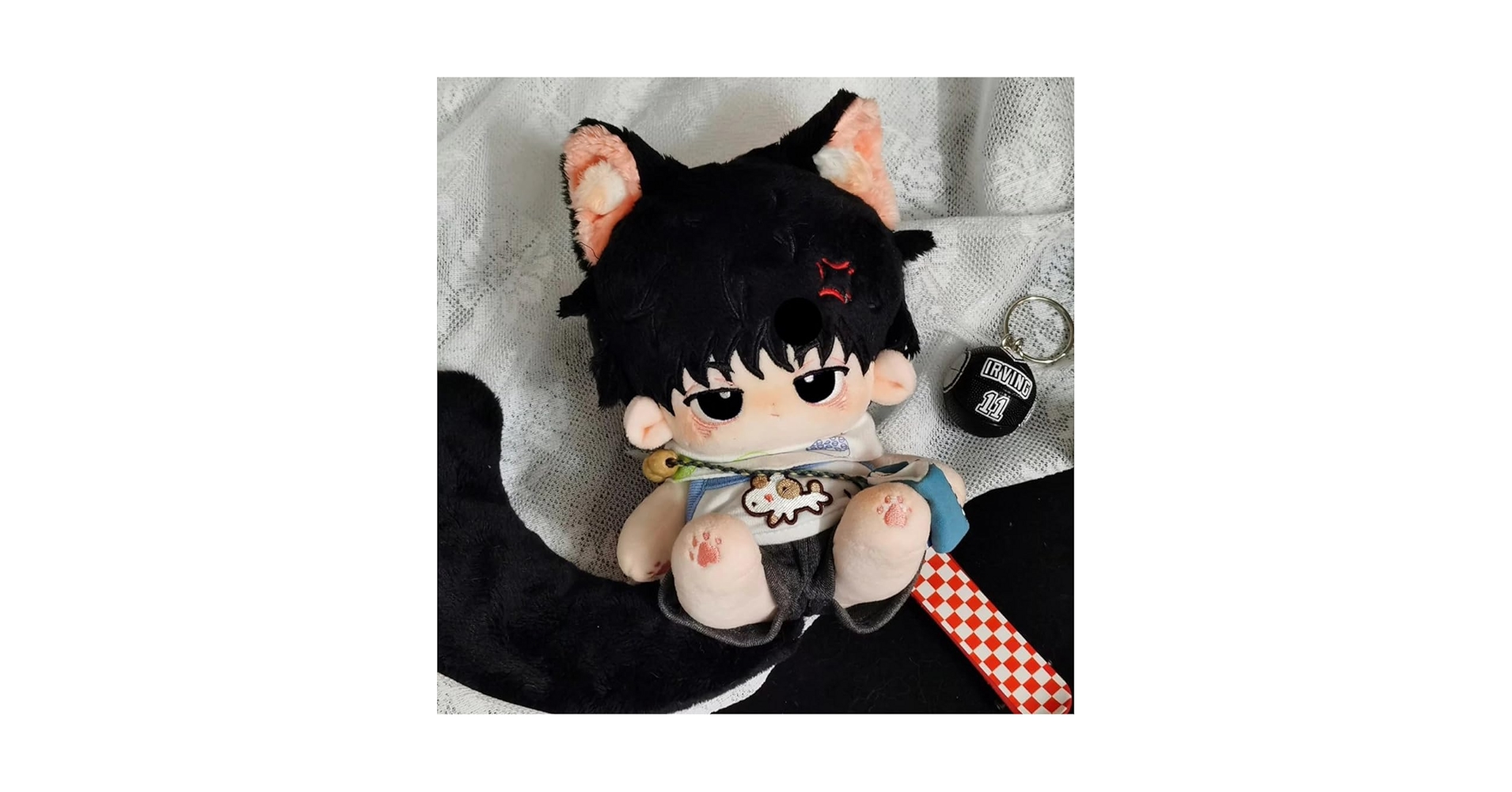 スラムダンク　流川楓　ぬいぐるみ　着せ替えぬいぐるみ　服付き　ケモ耳付き Amazon.co.jp: スラムダンク 流川楓猫 ケモ耳 20cm着せ替え