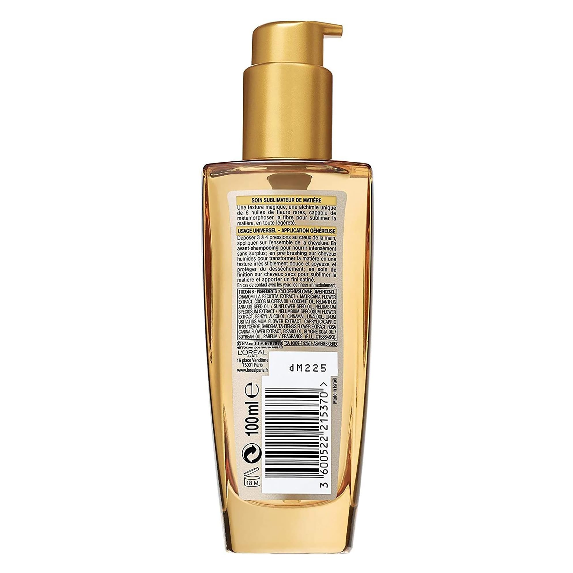 L'Oréal Paris Elseve Huile Extraordinaire Soin Sublimateur Universel Nourrissant Multi-Usages Sans Rinçage 100 ml