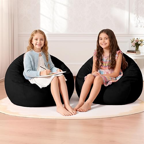 Miniatura 68 de Homguava Sillón tipo puf de 4 pies: Pufs de 4' con espuma viscoelástica rellena, grandes sillones tipo puf, sofá suave con funda de terciopelo Negro