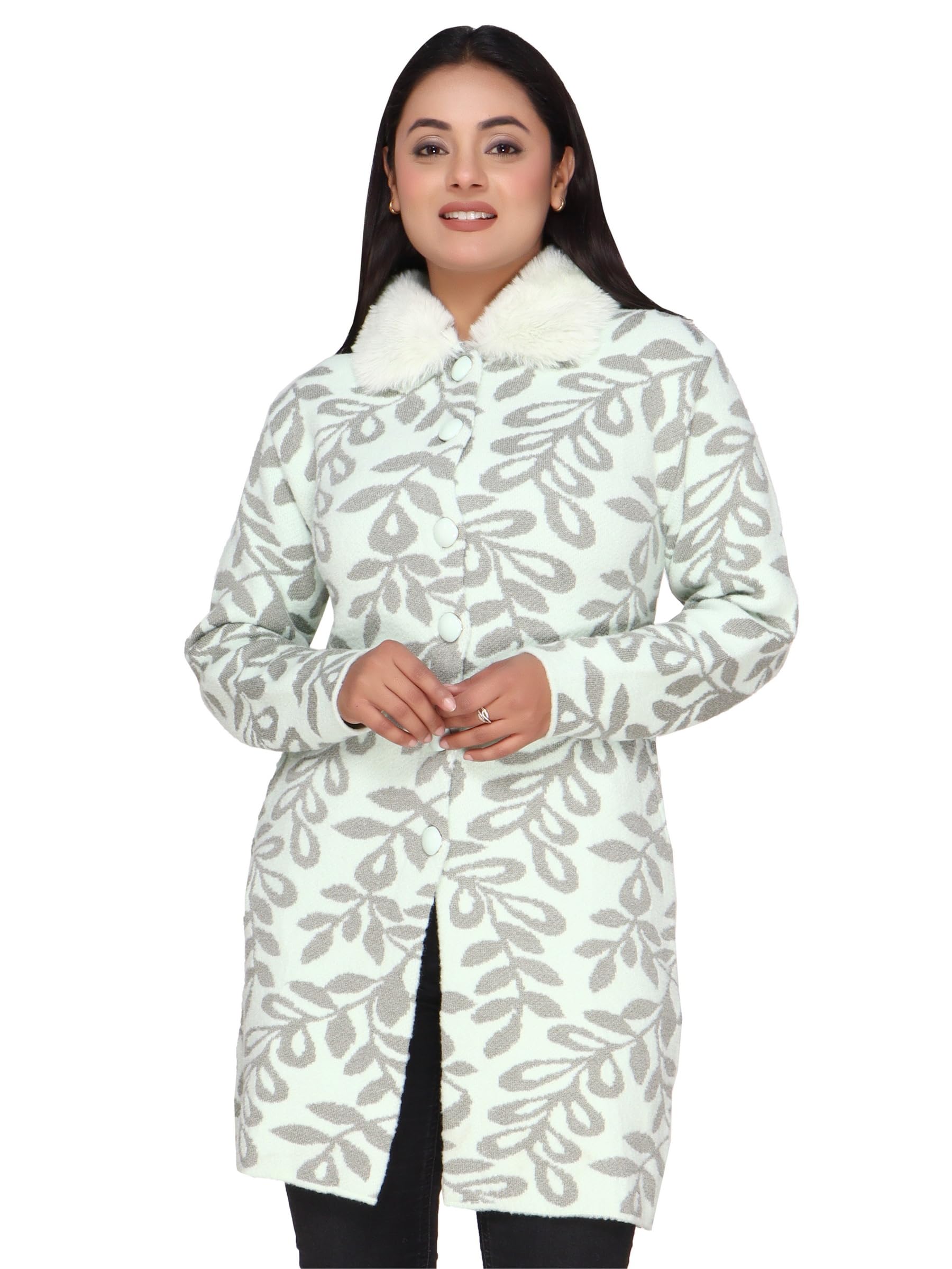 janiya Women's Woolen Button Closure,Fur Collar Neck,Stylish Winter Casual Wear Coat, Cardigan,Sweater. (3002)-picture-21