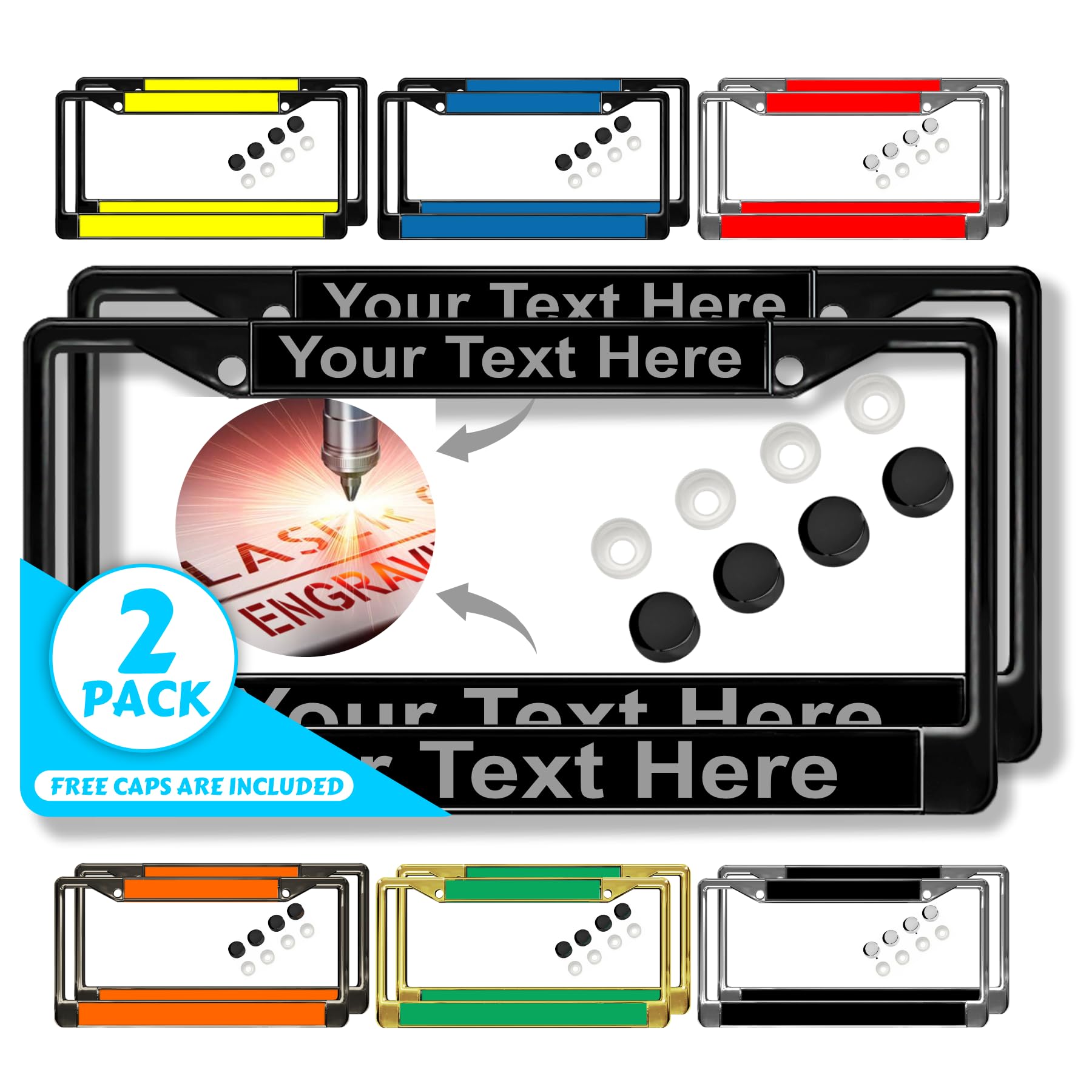 Custom Personalized Metal Laser Engraved Car License Plate Frame with Free caps - Picture 109 of 132