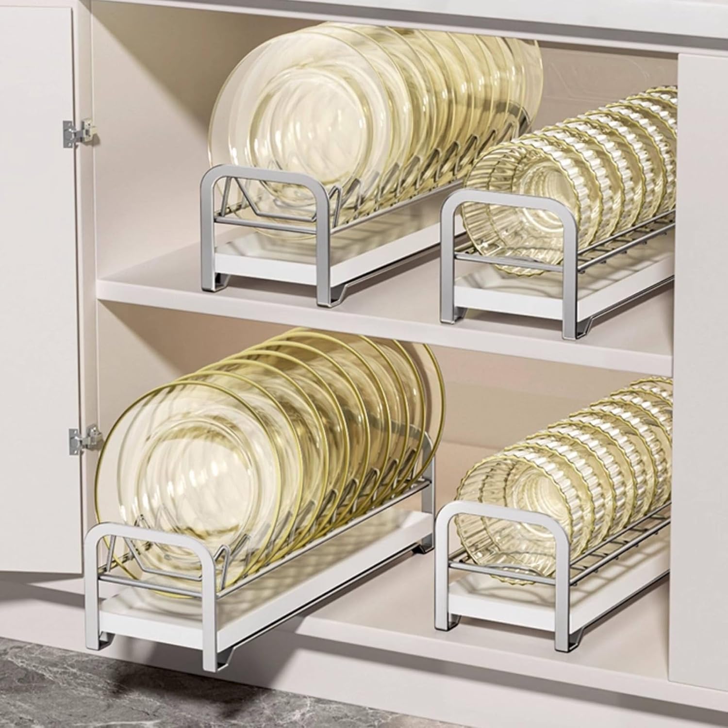 HJXGQJM Stainless Steel Kitchen Dish Drying Rack, Dish Rack Dish Drying Rack Kitchen Supplies Organizer Utensils Holder Dish Drainer Rack with Drip Tray