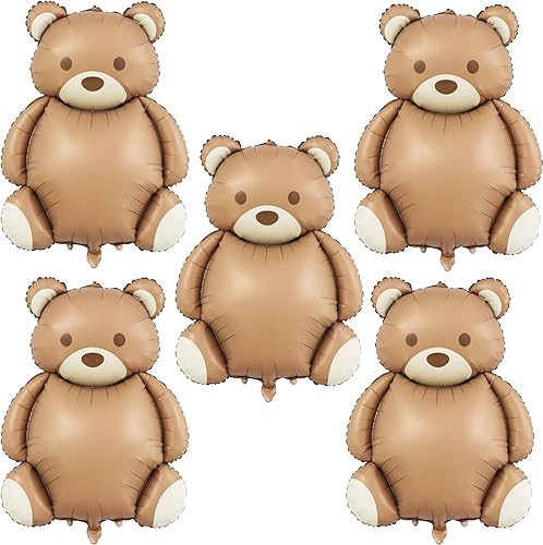 5 globos de oso grandes mate, bonitos globos de Mylar de oso para cumpleaños, baby shower, día de San Valentín, decoración de fiesta temática de