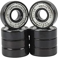 Vista 10 de Amphetamine Skateboard Speed Bearings - Set of 8 - Choose From Ceramic, Stainless Steel, Abec 5, 7 - Fits all Skateboard Wheels - Pre-Lubricated
