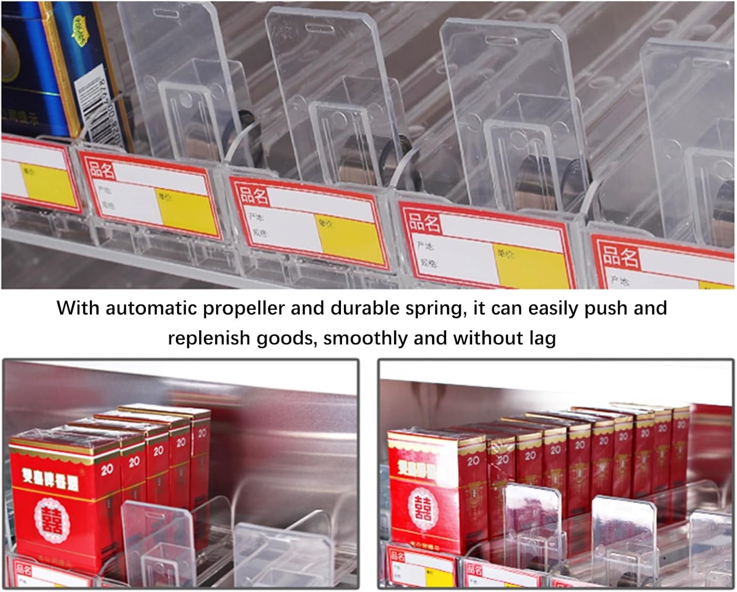 Store Display Shelves, Cigarettes Display Rack, Automatic Cigarette Display Holder Showcase, Retail Store Supermarket Market Auto-Push Cigarette Cabinet Rack ( Color : Clear , Size : 17.52x11.42x23.62