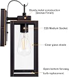 GRUENLICH Outdoor Porch Light, Rustproof Wall Sconce, Tempered Glass | Large Exterior Wall Light Fixture for House, Patio, Garage, Anti-rust Galvanized Metal, Waterproof, E26 Socket, Bronze 1 Pack