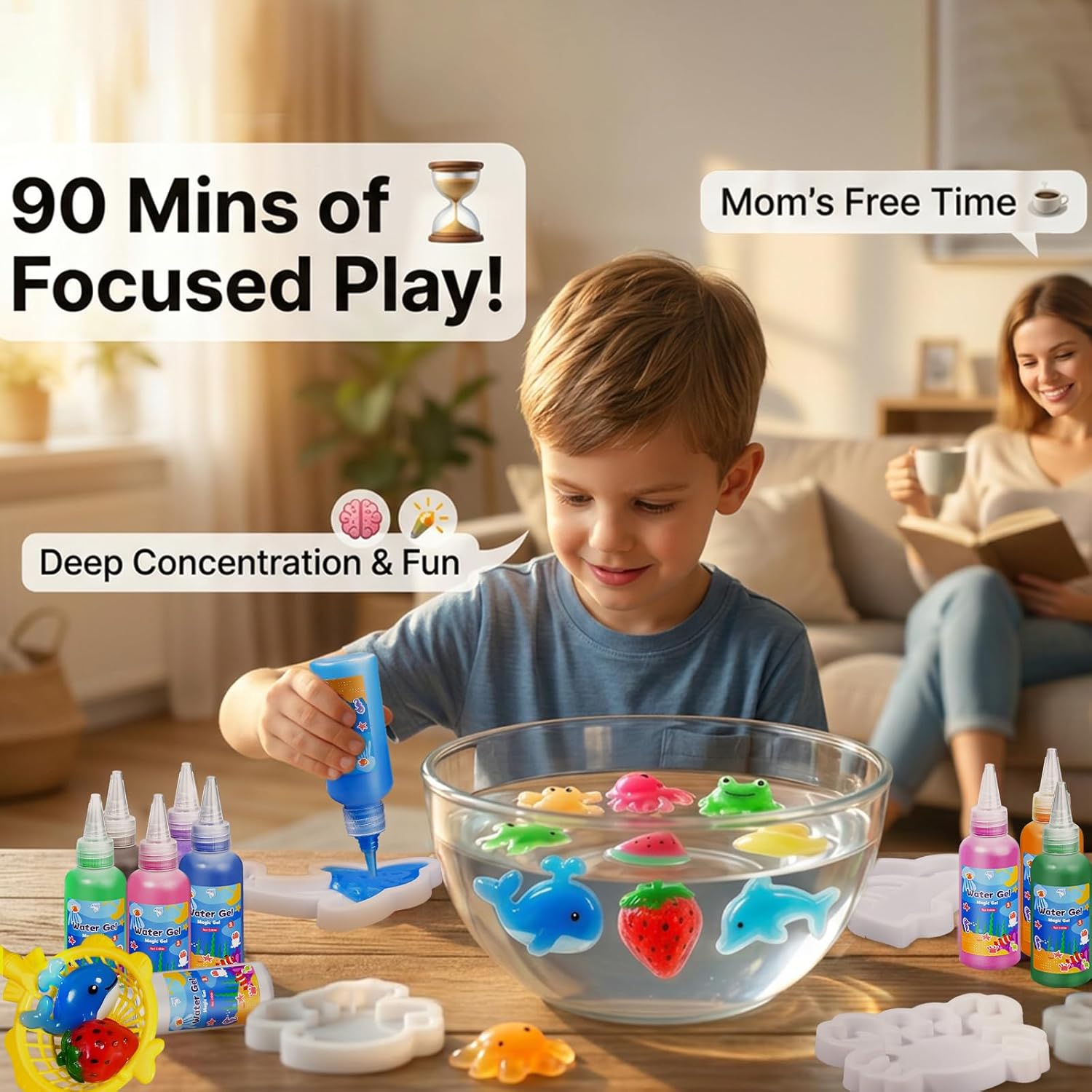 EggSun Magic Water Elf Toy for Kids,Aqua Fairy Water Gel Kit,20 Colors Squishy Maker Set,20 Shape Molds,Fun DIY Art & Craft Toy Creation Kit for Children,Birthday Party Gifts for Girls and Boys