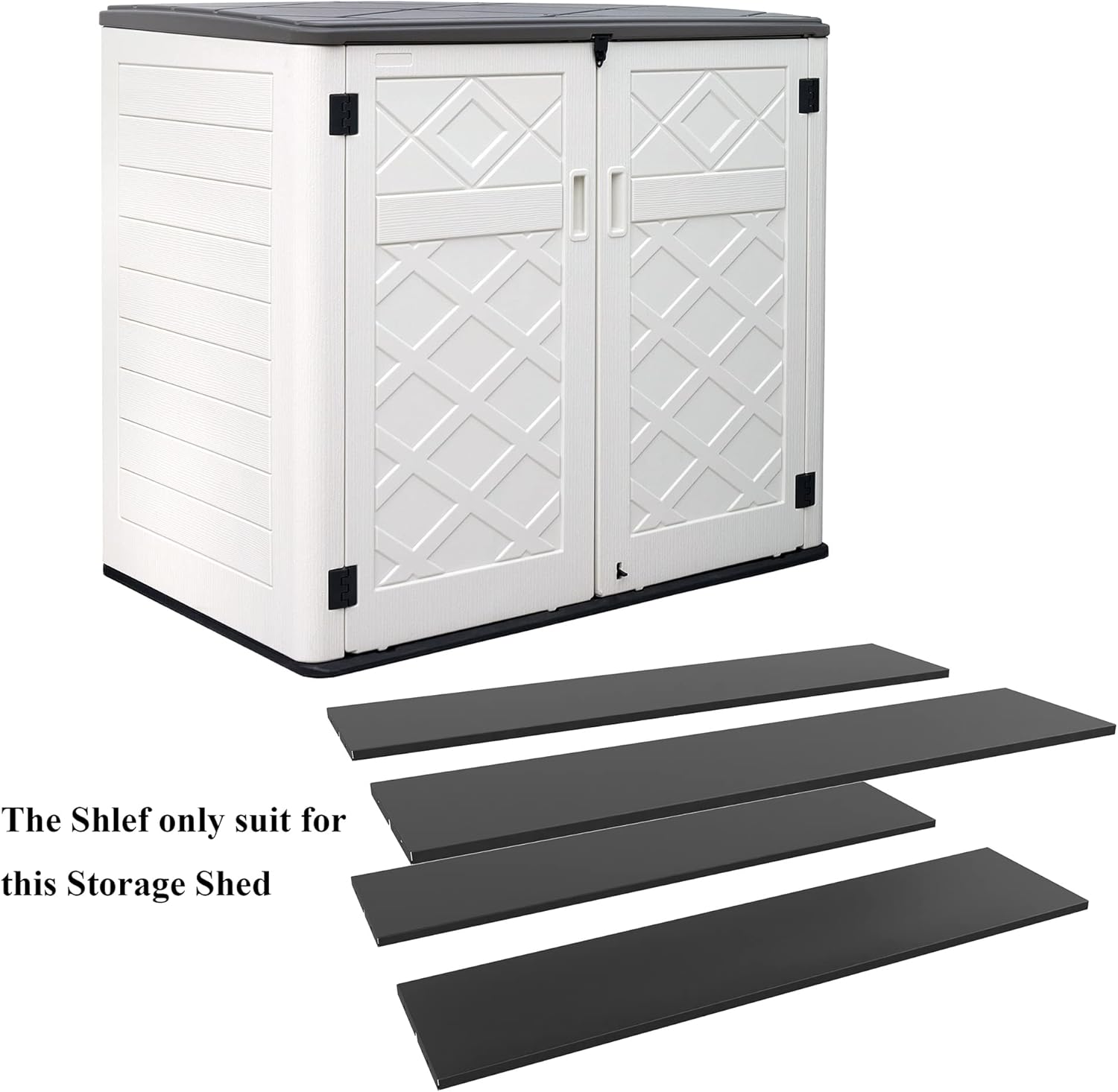 KINYING Metal Black Shelving for 48 Cu.ft Large Storage Shed, 51 in * 13 in, with Screws,Easy Assembly