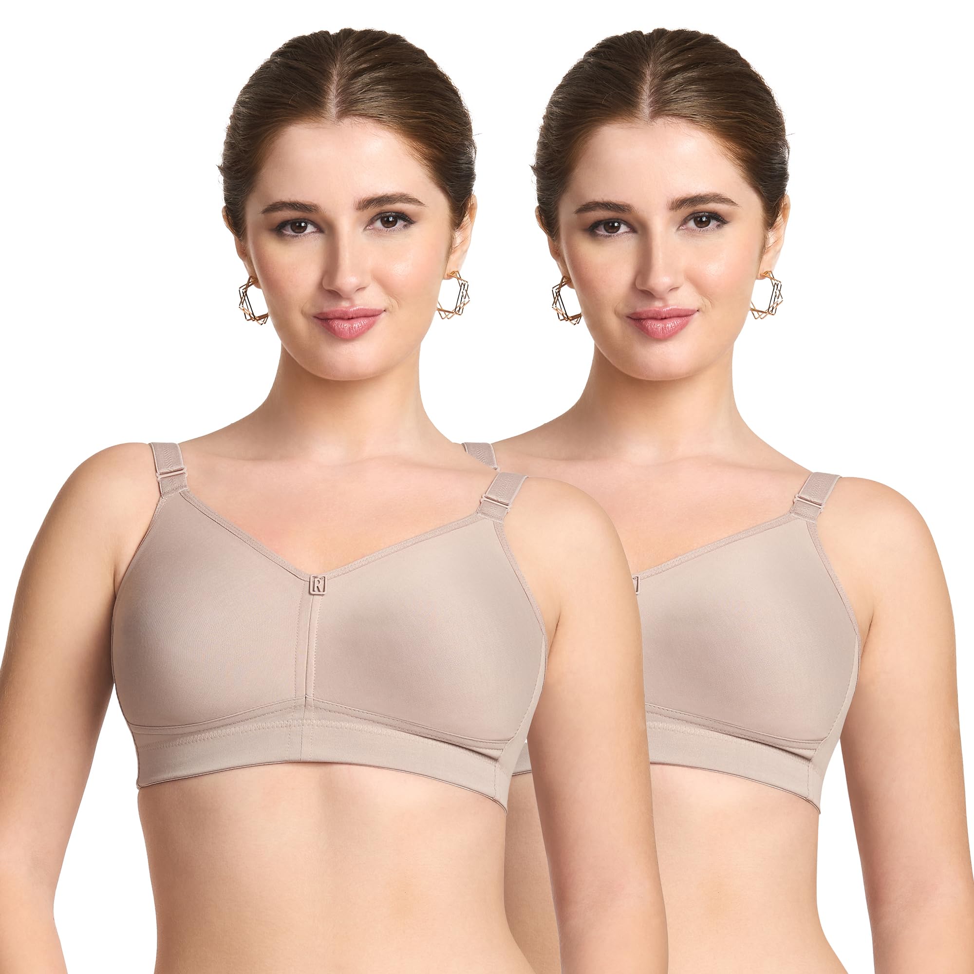 trylo Riza T-FIT Women's Non-Padded,Non-Wired,Full Coverage,Seamless 100% Hosiery Cotton Fabric Bra Combo Pack of - 2-picture-40