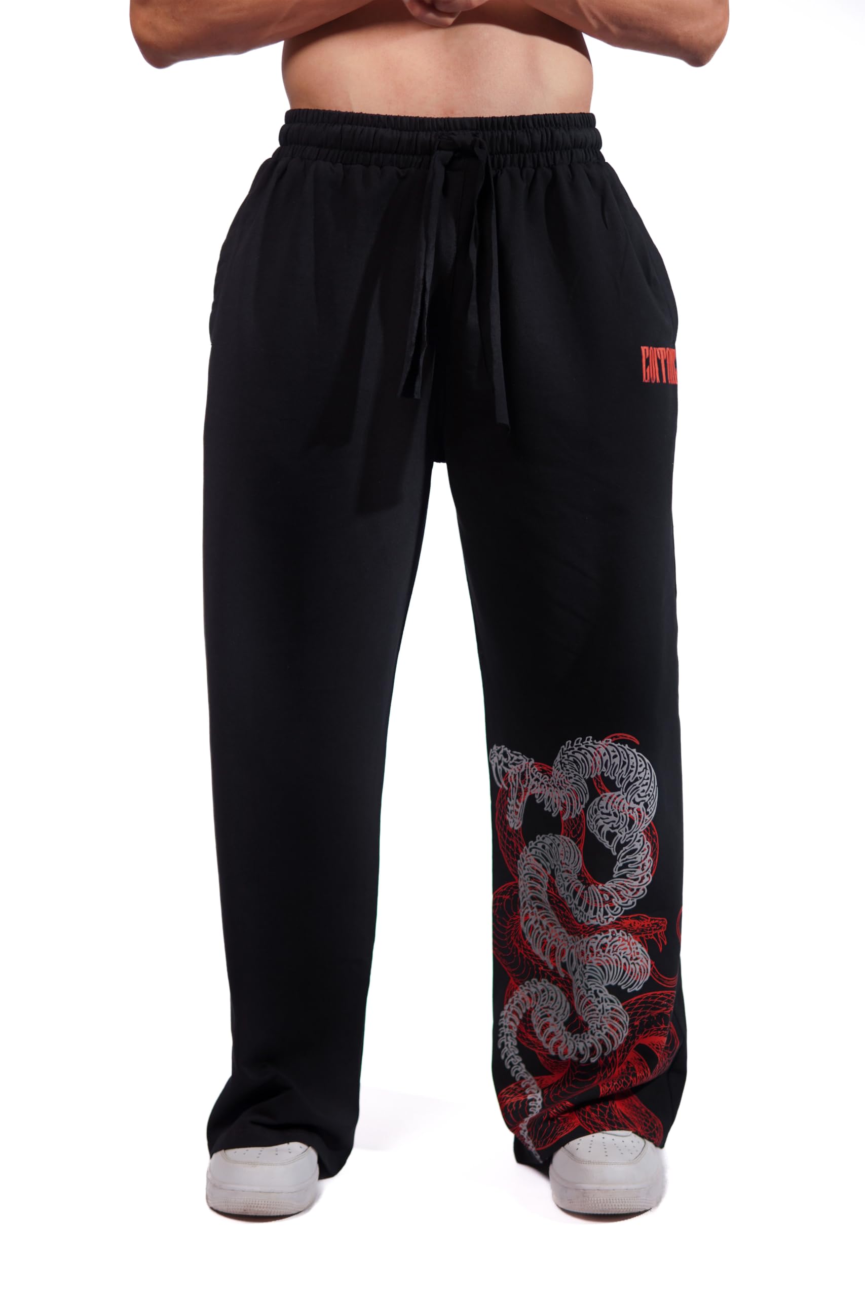 coitonic Python Baggy-Fit Track Pant | Oversized Travel, Gym, Sports and Running Jogger | Men's Baggy Trackpant | Comfortable Lounge and Streetwear Black Trouser Pant-picture-36