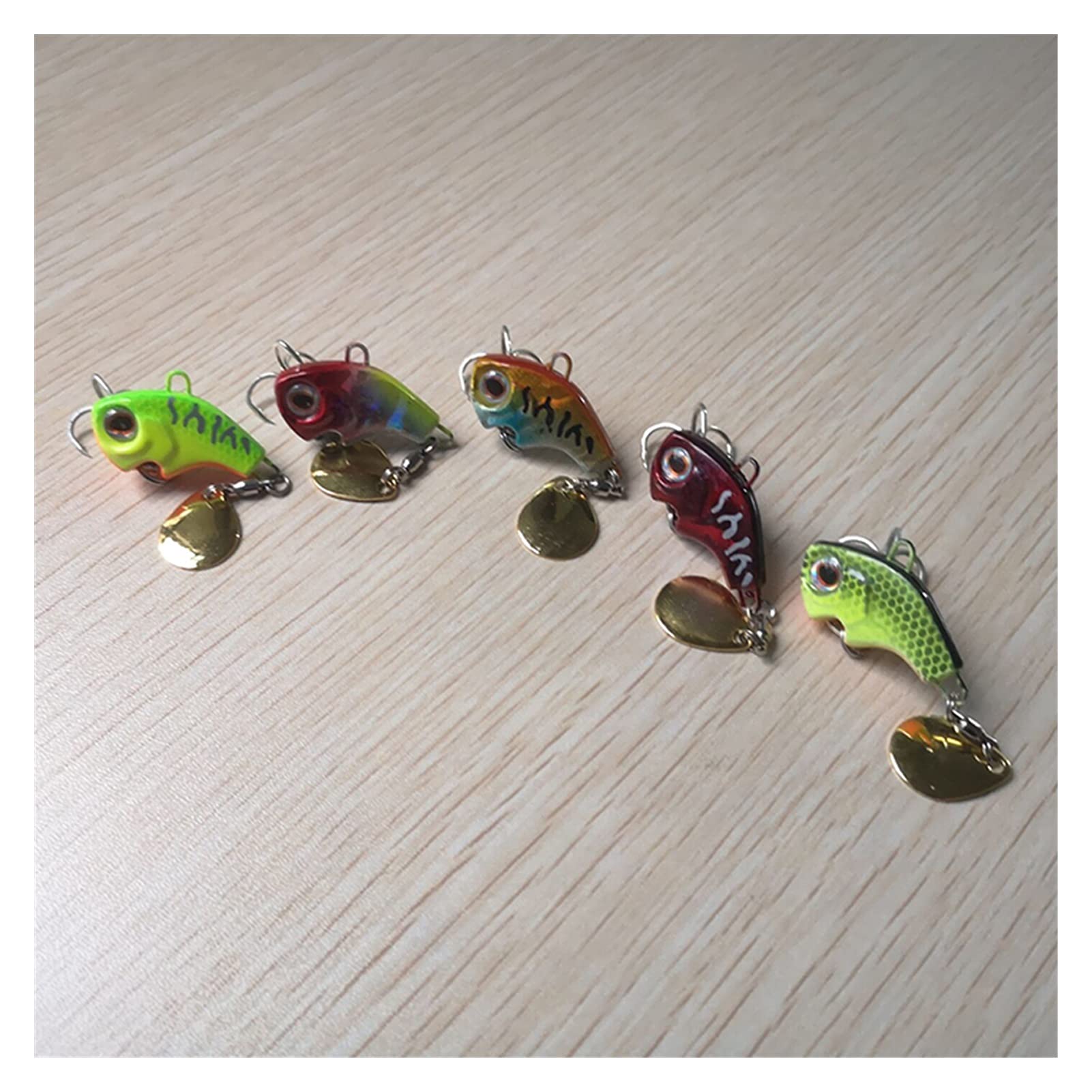 caihuashopping Señuelos de Pesca Rotación de la vibración de Metal Bait Spinner Cuchara de Pesca señuelos Jigs Trout Trout Winter Pesca Cebos Duros Tackle 5pcs Cebos Artificiales