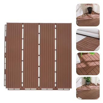 Brown Wood-plastic Composite Decking Tile Corrosion Prevention and Splicing Features, Sturdy Outdoor Flooring for Garden and Patio Renovation