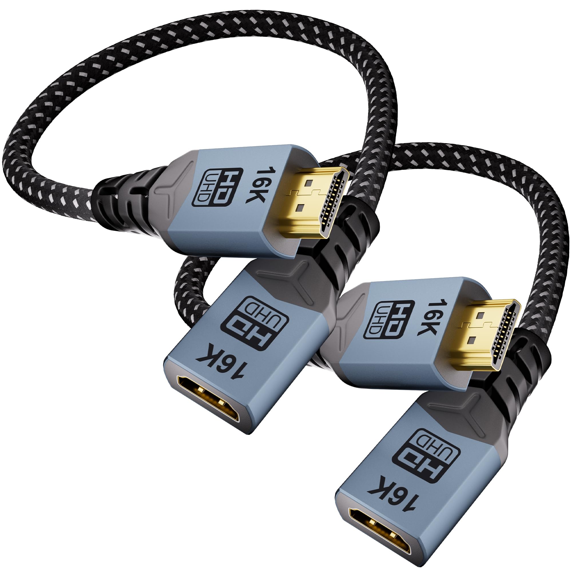 [Lot de 2 Câble d'extension HDMI 16K Ultra HD Cable Matters 96Gbps 1M,8K@60Hz/120Hz 4K@240Hz/480Hz avec HDR Dynamique,Adaptateur mâle vers femelle,Universel pour Appareils Audio-Vidéo