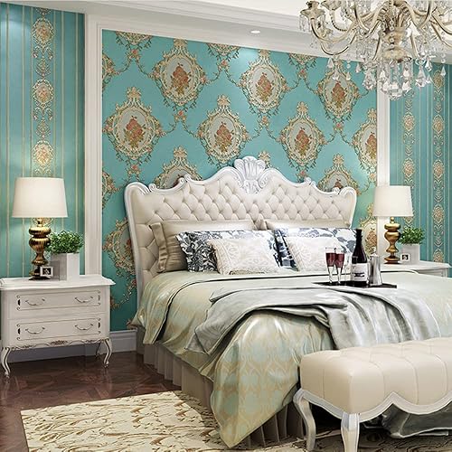 Papel tapiz autoadhesivo no tejido, estilo europeo simple, damasco en relieve 3D, versión AB, papel tapiz para sala de estar, dormitorio, mesita de