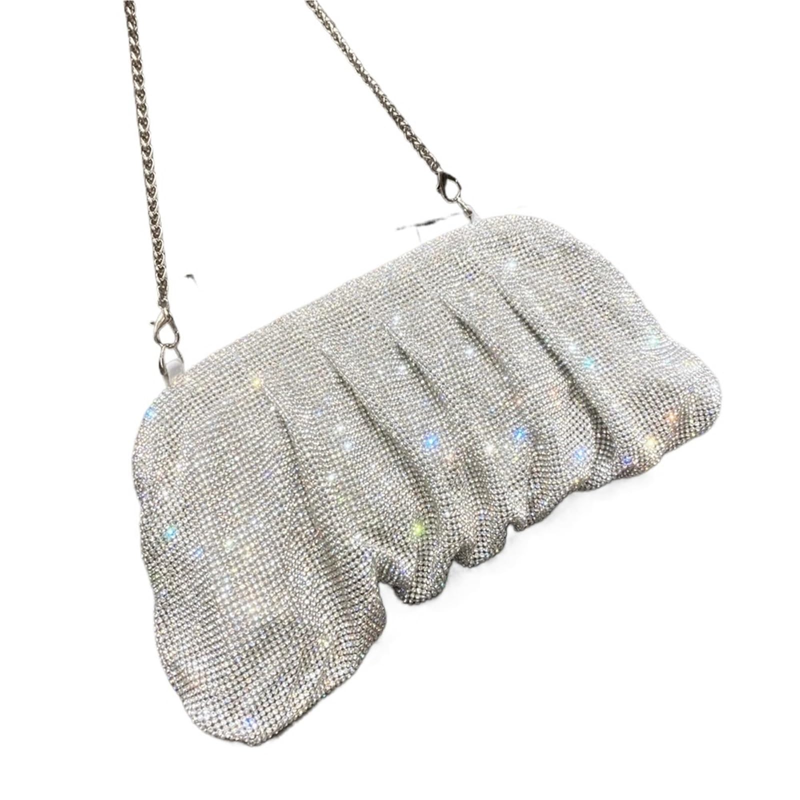 Strasssteinen Tasche Funkelnde Strass-Handgemachte Abendkupplung Faltbare Handtasche Designer Hochzeitsfeier(Blue)