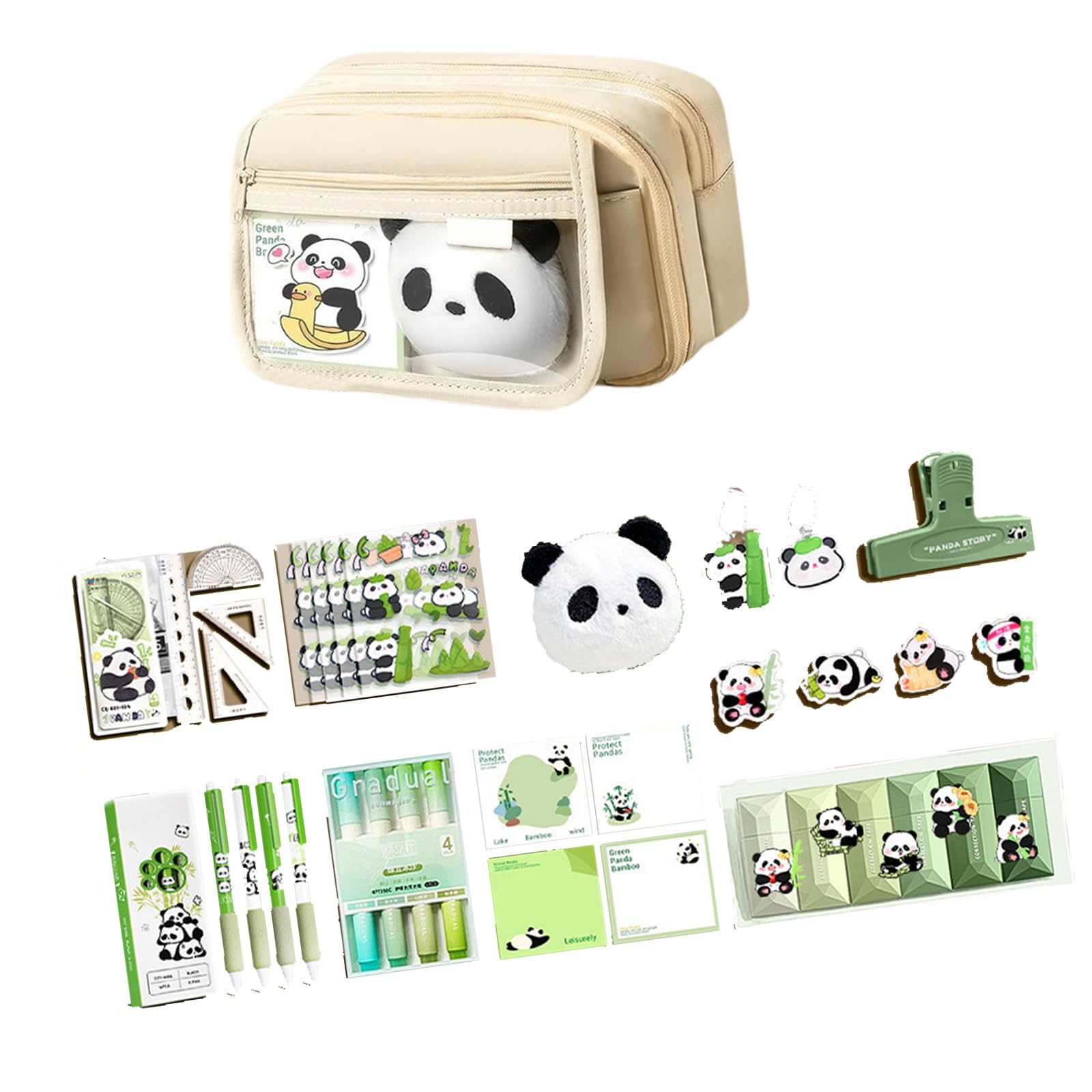 Portarottiera tradizionale cinese panda cancelleria multifunzionale, 9 tasche in tela con chiusura lampo, collezione culturale Panda