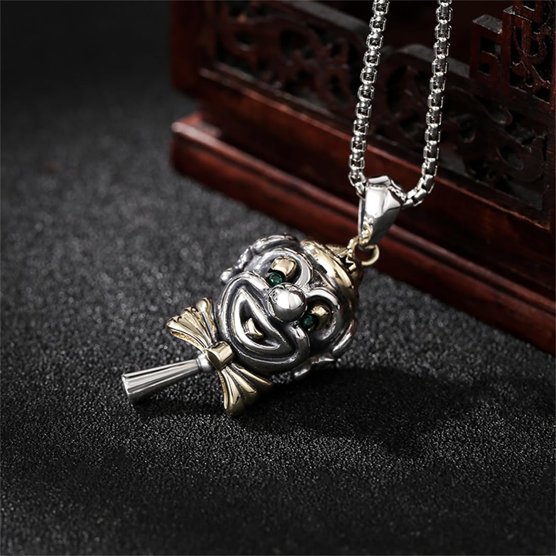 S925 Pendentif Clown Vintage En Argent Sterling, Collier Pendentif Clown En Argent Sterling Pour Hommes Et Femmes
