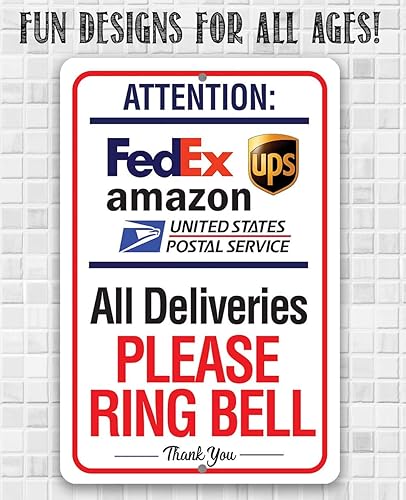 Miniatura 9 de Delivery Sign for Package and Box Deliveries - Please Ring Bell Instructions - Directional Deliveries Sign for Home Office, Porch Entryway Gate