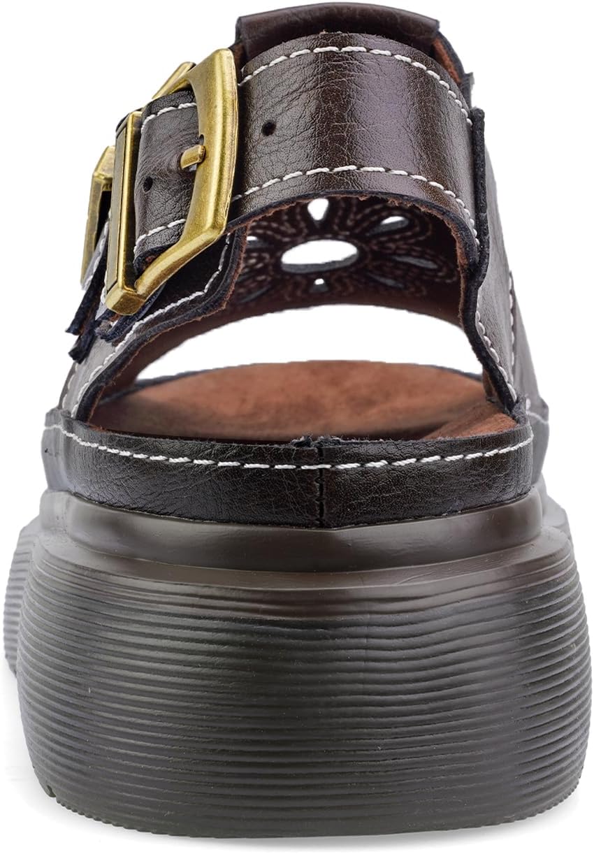 Platform Sandals for Women Chunky Ankle Buckle Casual Open Toe Comfortable Flower Decoration Fisherman Sandals - Image 7