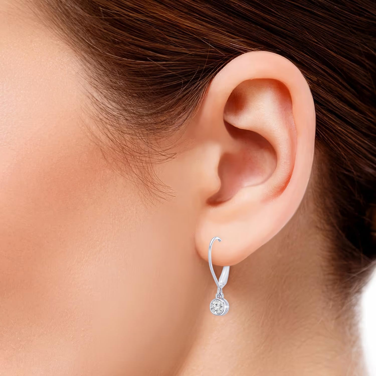 1 to 6 Carat Bezel Set Lever Back Dangle Diamond Earrings Value Collection
