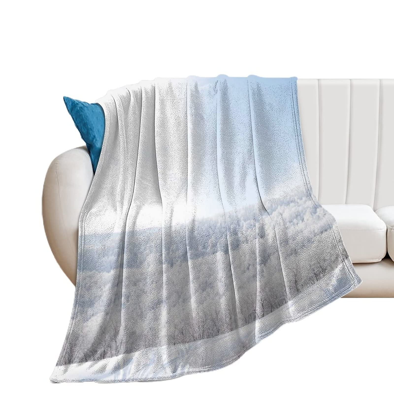Plaid en flanelle polaire douce et premium au fini champ de neige