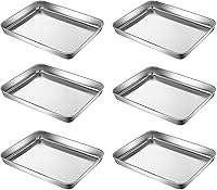 Vista 11 de Bandejas Pequeñas para Hornear Galletas de Acero Inoxidable 304 Bandeja Pequeña de Servir 10.4 x 8.1 x 1.1 Pulgadas (Diagonal 12.3) Recalentar