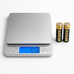 Balança de Cozinha Digital Precisão 0,1g até 2kg Com Visor Luminoso, Sensores de Alta Precisão e Pesagem em Diferentes Unidades de Medidas Com 2 Bandejas e 2 Pilhas Inclusas