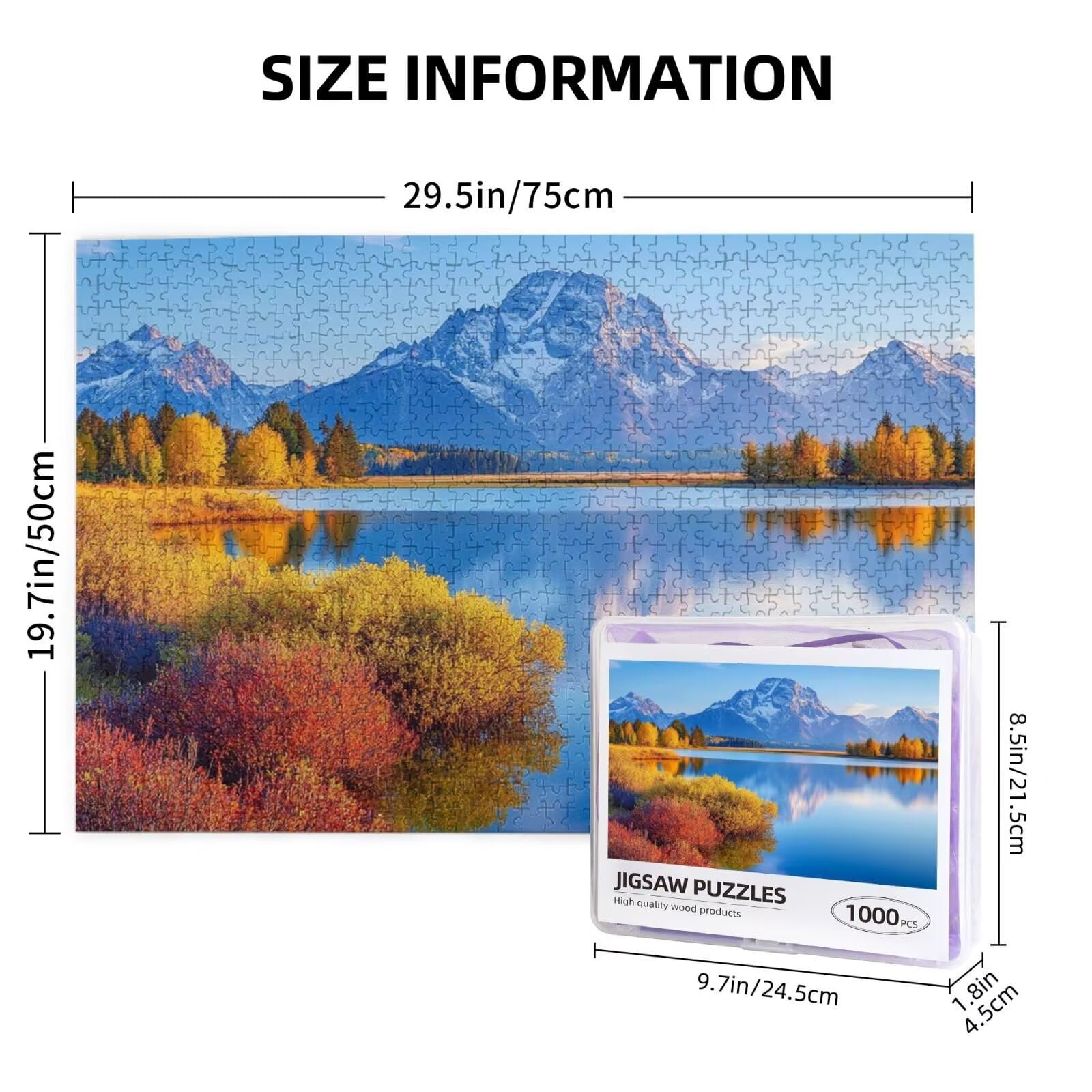 Puzzle krajobrazu, 3000 elementów, górskie puzzle dla dorosłych, z pudełkiem na prezent, duże drewniane puzzle dla dorosłych, gra zręcznościowa dla całej rodziny, prezenty dla kobiet, 81 x 122 cm