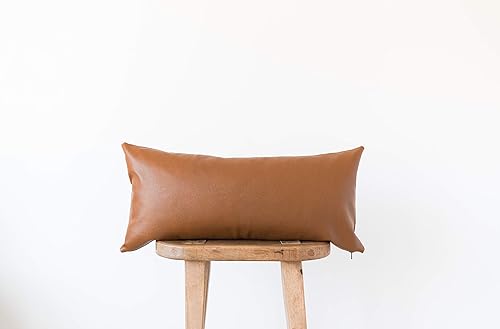 Miniatura 5 de Woven Nook - Funda de almohada lumbar decorativa moderna y lujosa de 12 x 26 pulgadas - Calidad duradera y lavable a máquina - Diseño Milo - Marrón