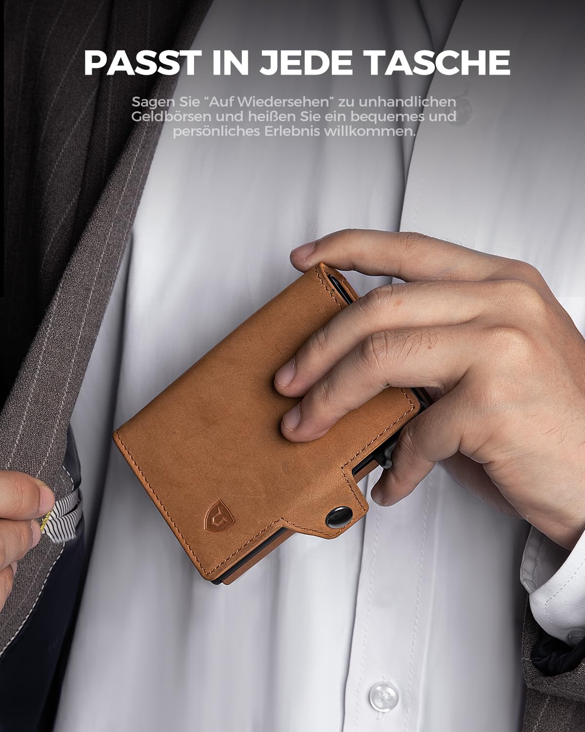 LORZOR® Slim Wallet mit Münzfach, Geldbörse Herren echtem Leder, RFID Blocker Portemonnaie, Portmonee Herren Kartenetui mit Münzfach, Geldbeutel für 10 Karten, Smart Wallet