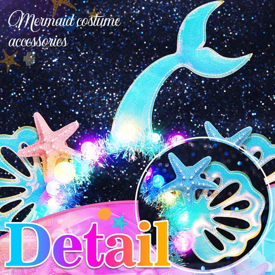 CAKURE Light Up Headband Led Mermaid Headbands Glowing Starfish Hair Band Mermaid Hair Accessories for Women and Girls - Image 4