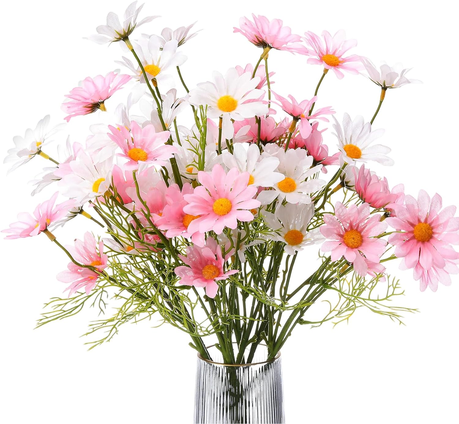 12 Bundles Daisy Artificial Flowers Small Colorful Daisy Flowers Bouquet with Stems Fake Daisies Floral for Table Vase Centerpiece Floral Arrangements Wedding Decoration (Pastel)
