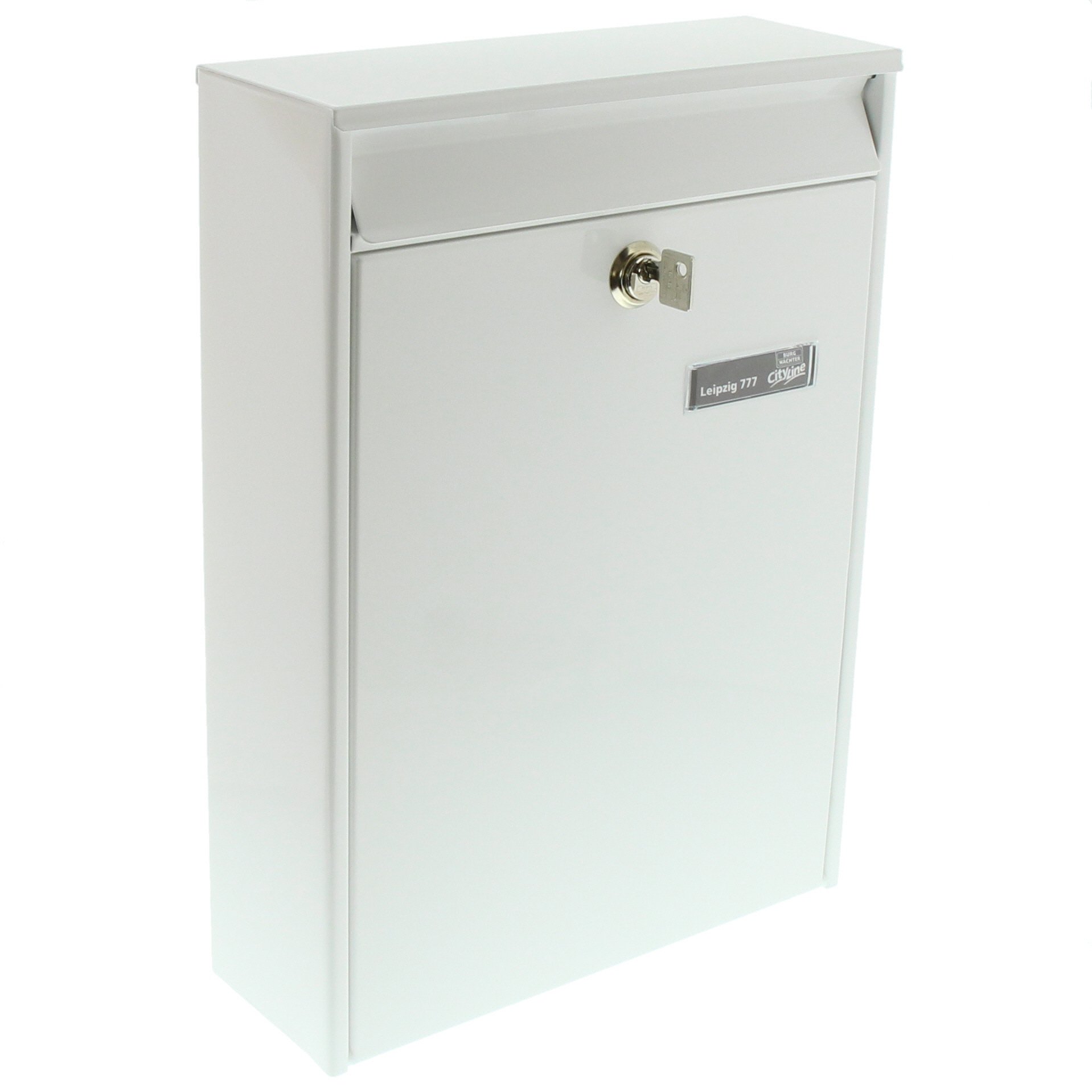 Burg-Wachter White Burg-Wächter Leipzig 777 Ant Perforated Stainless Steel Letterbox, A4 Slot, Eu Standard En 13724, Device For Putting Batteries In,