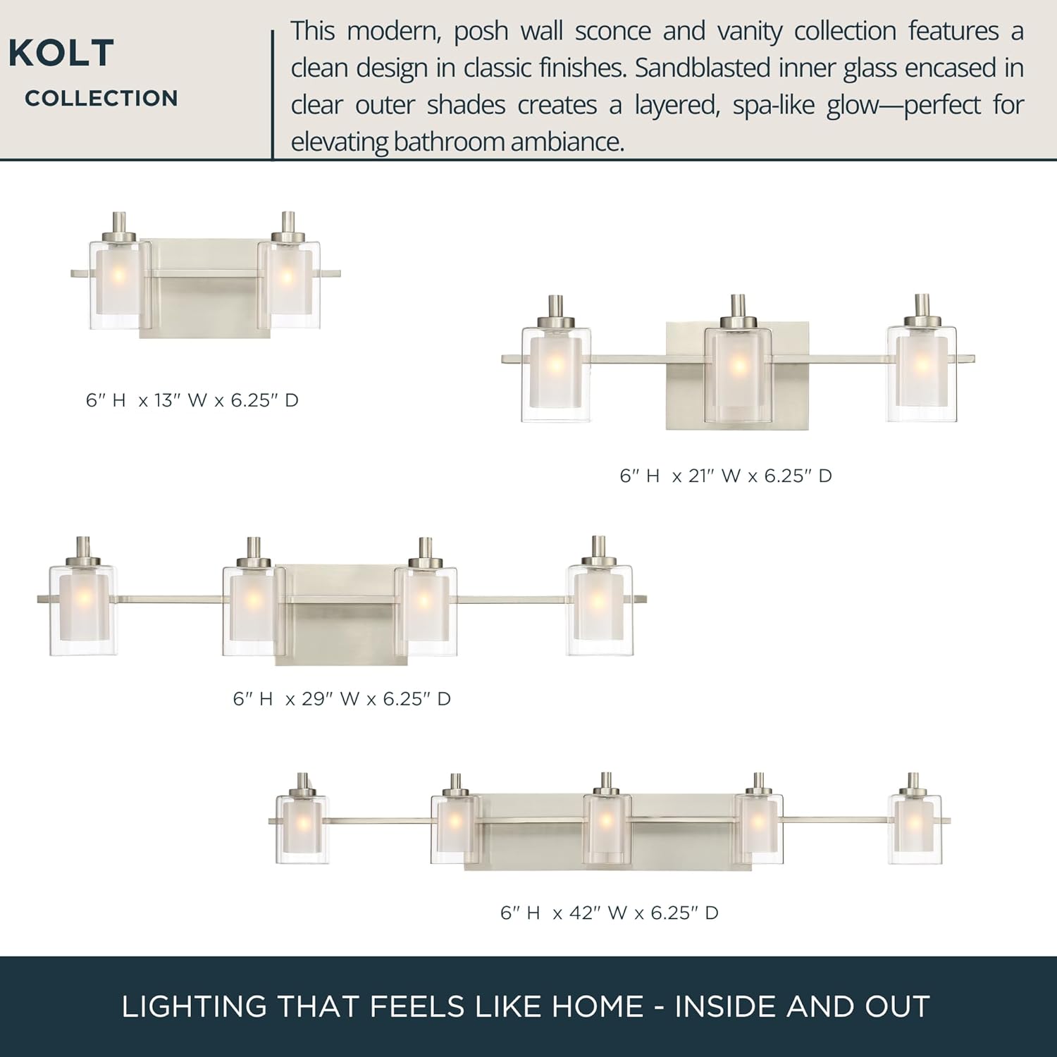 Quoizel Kolt 21" LED Vanity Light, 3-Light Brushed Nickel, Clear Sandblasted Glass, Modern Bathroom Fixture Over Mirror