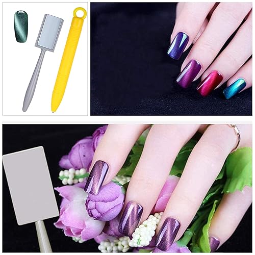 Miniatura 5 de YECIRALA 11 piezas de imán de ojo de gato para uñas magnético de gel para uñas, herramientas de esmalte de gel para uñas, tablero de varita, esmalte