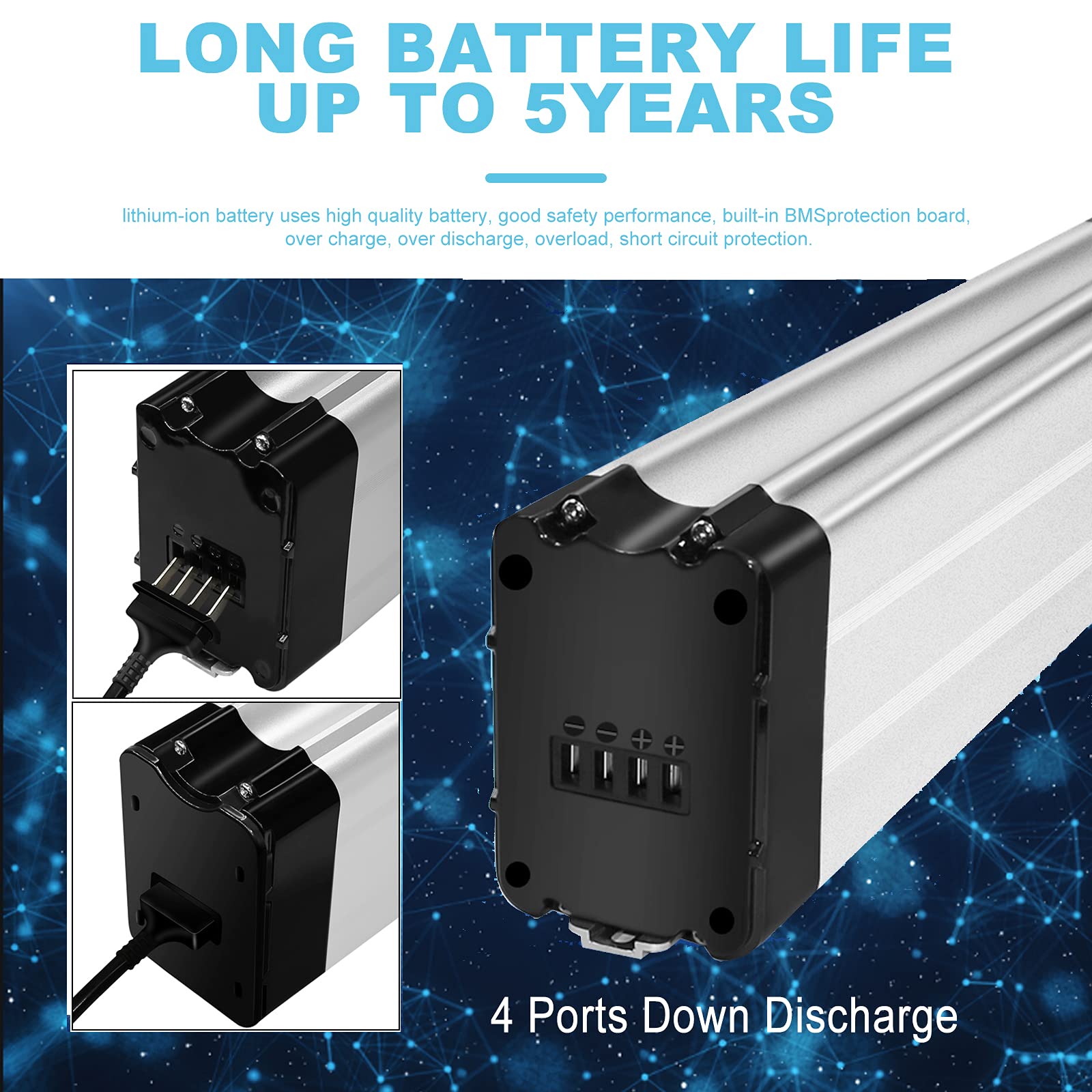 X-go 36V 10AH Batería para Bicicleta Electrica 360WH Batería Iones de Litio Li-Ion Recargable E-Bike y Cargador para Motor 50W--350W (36V 10Ah 4port )
