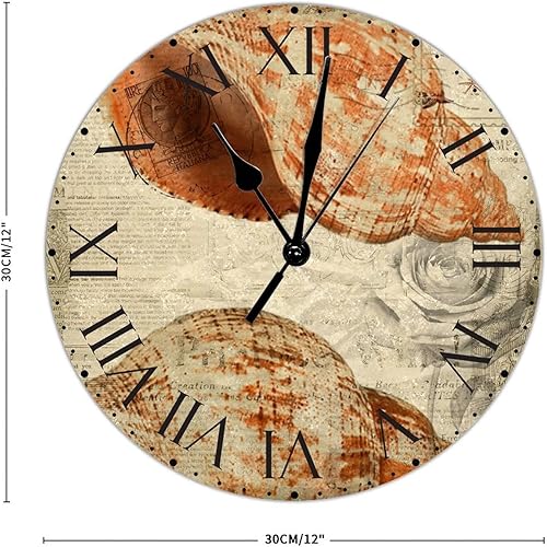 Miniatura 151 de ArogGeld Reloj de pared con diseño de estrella de mar antigua francesa, de cloruro de polivinilo, con números romanos, de 10 pulgadas, funciona
