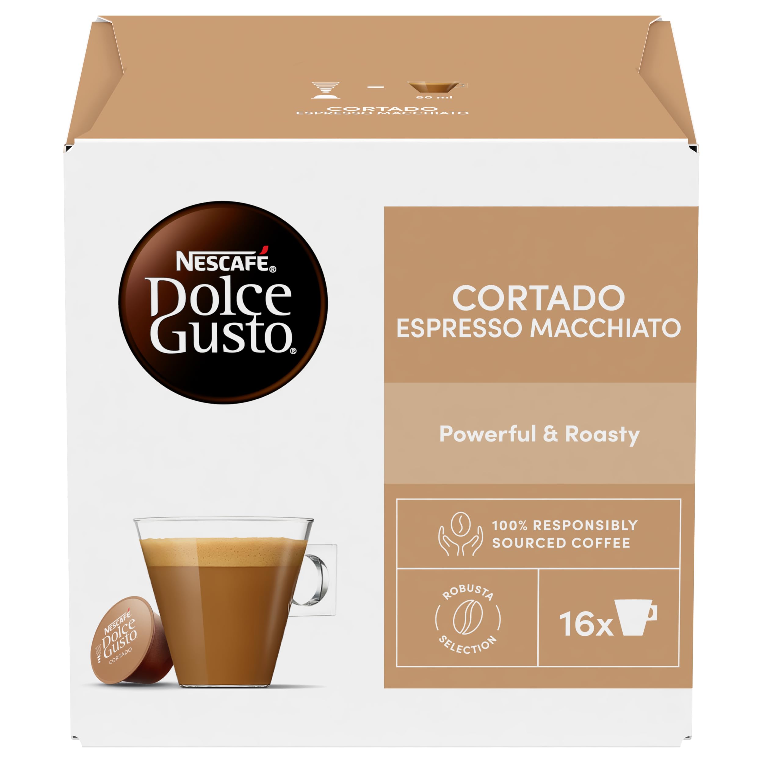 NESCAFÉ DOLCE GUSTO Cortado Espresso Macchiato Caffè, 6 Confezioni da 16 Capsule (96 Capsule Compatibili Nescafé Dolce Gusto)