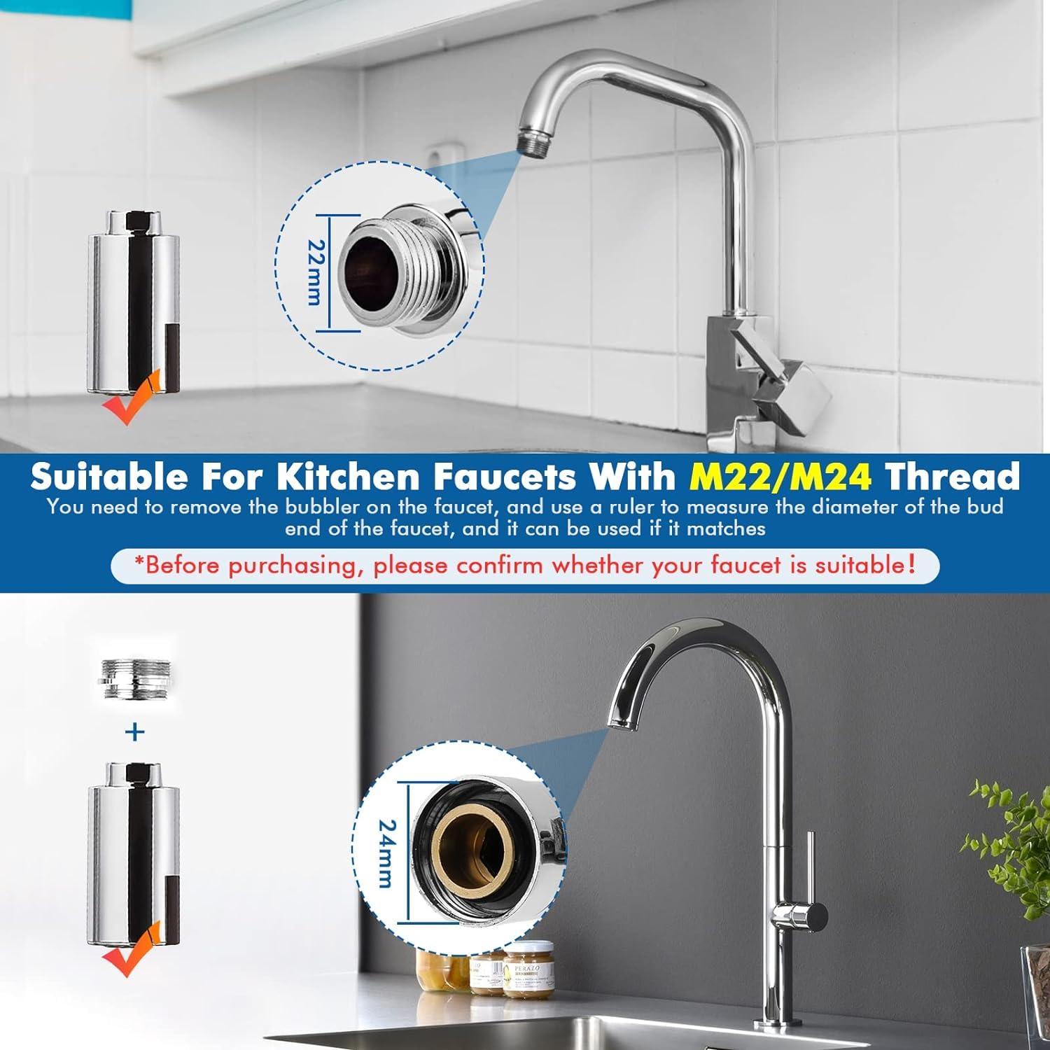 Robinet intelligent USB, capteur infrarouge automatique sans contact, adaptateur de robinet d'économie d'eau, buse de robinet de cuisine rotative rechargeable par USB, aérateur M22/M24