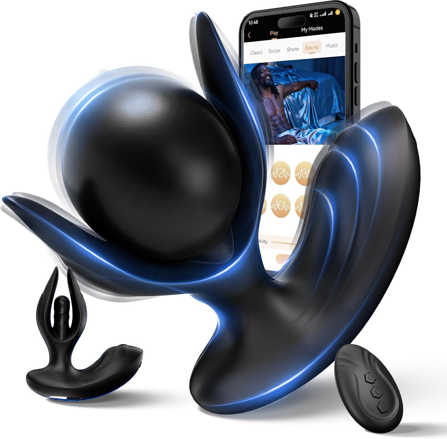 Inflatable Butt Plug Prostate Massager - App & Remote Controlled Anal Vibrator with Adjustable Expansion, 8 Vibration Modes, Silicone Rechargeable Men's Sex Toy