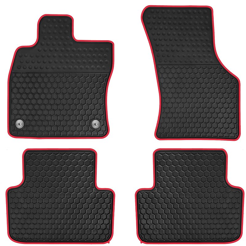 Tapete automotivo de borracha para Volkswagen VW Jetta 2019–2026, preto com borda vermelha, encaixe específico, Matericuo, 1 unidade