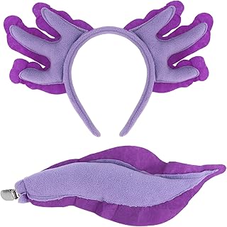 Axolotl Headband and Tail Set Plush Costume Accessories for Adults Cute Axolotl Gills Headpiece with Clip-On Tail