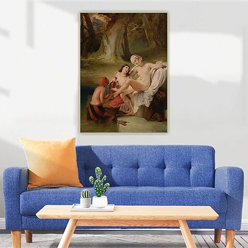 Miniatura 4 de Reproducciones de cuadro famosas, Francesco Hayez "Betsabé en su baño" Impresión en lienzo, cuadro de decoración de arte de pared de lienzo