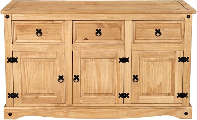 Corona Sideboard 3 Drawers 3 Doors Mexican Style Solid Pine Wood