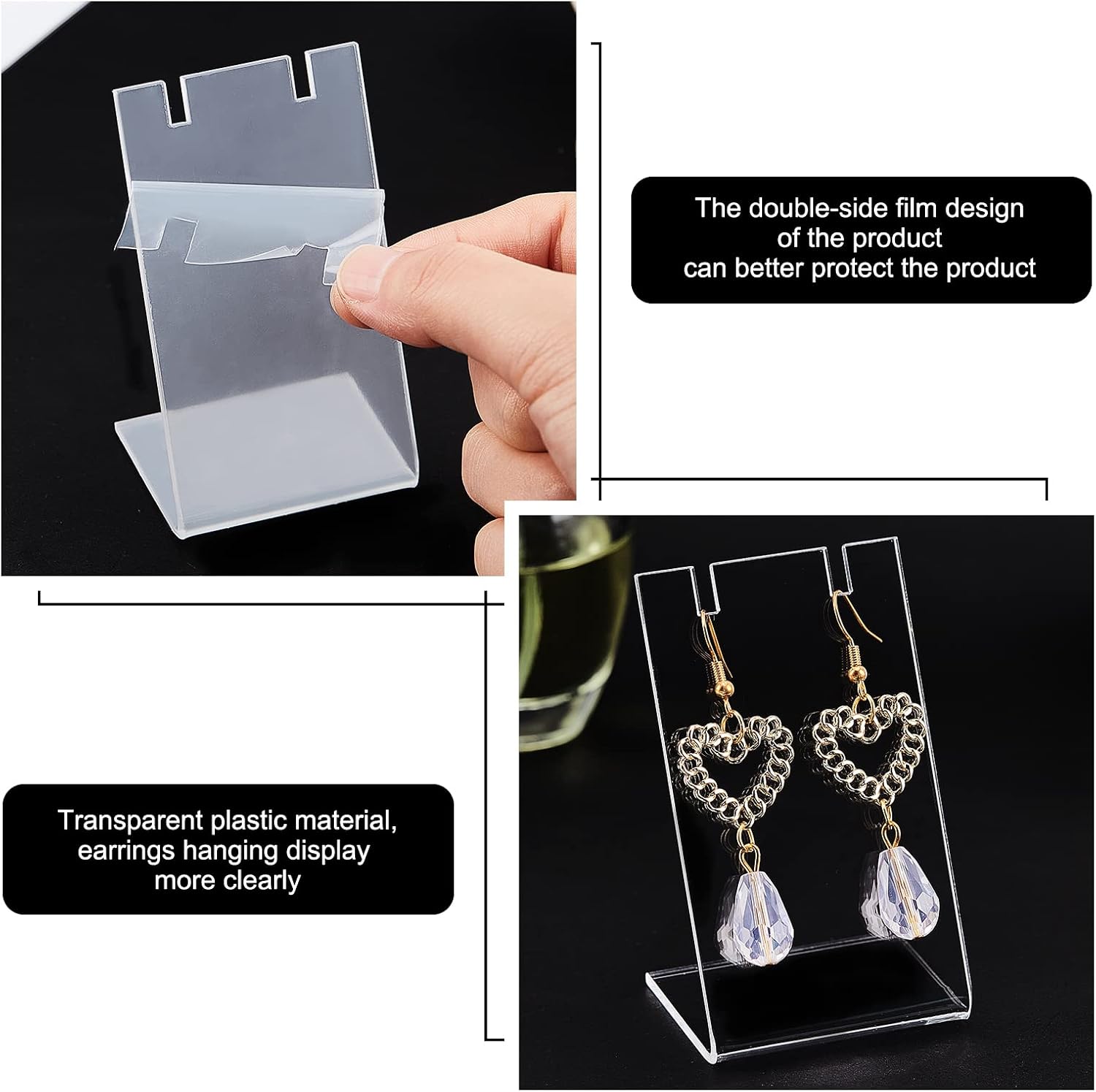 PH PandaHall 10pcs Acrylic Earring Holder Single Pair L-Shape Jewelry Displays Stand Earring Organizer for Jewelry Dangling Slant Back Display Props Show Retail Store Marketing 1.3x1.7x3 Inch - Image 3