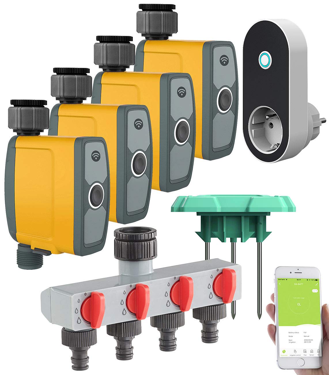 Royal Gardineer sensore pioggia WLAN: Computer di irrigazione Wi-Fi con controllo tramite app, Valvola di irrigazione, Ora di inizio, durata, ciclo programmabili (valvola dell'acqua, sistema)