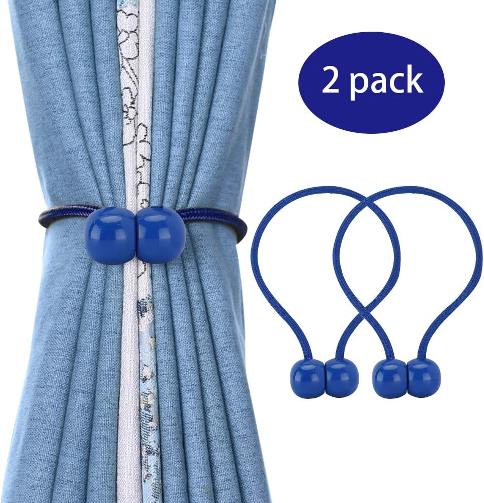 DIFFLIFE2 Pack Magnetic Curtain Tiebacks, Decorative Window Curtain Buckle Clips Convenient Drapery Tiebacks for Office/Home (Royal Blue) (DAFENG)
